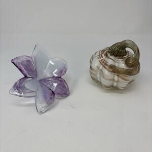 Pier 1 Glass Pumpkin Murano Style Lily Cottagecore Halloween Fall Autumn Home